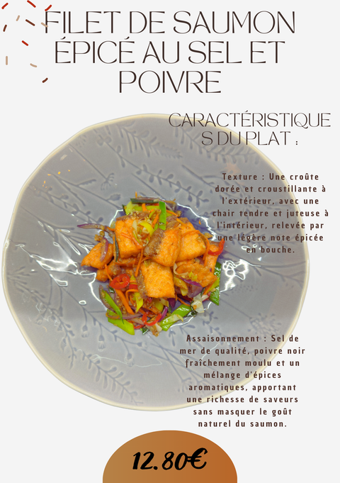 Filet de saumon épicé au sel et poivre